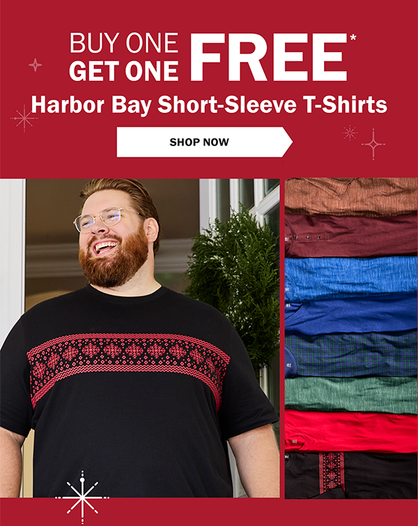 BUY ONE GET ONE FREE* Harbor Bay Short-Sleeve T-Shirts - SHOP NOW