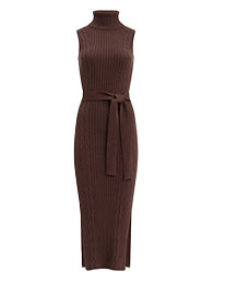 Shop Womens Turtleneck Sleeveless Tie Waist Maxi Sweater Dress