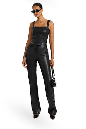 Shop Womens Faux Leather Bootcut Pants