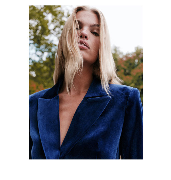 Velvet Long Slim One Button Blazer