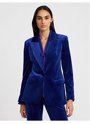Velvet Long Slim One Button Blazer