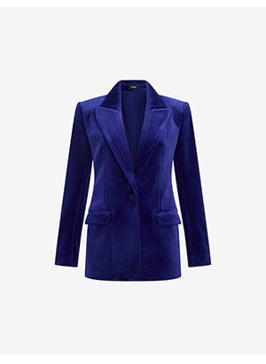 Velvet Long Slim One Button Blazer