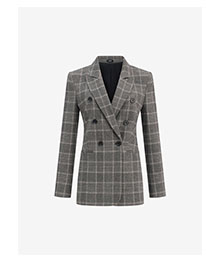 Plaid Double Breasted Fitted Blazer