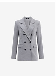 Flannel Double Breasted Pleated Back Blazer