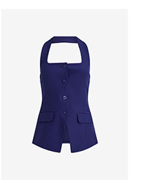 Halter Cutaway Blazer Vest in Studio Stretch Twill