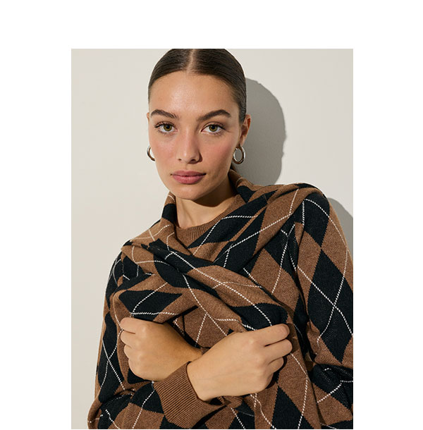 Shop Womens Skimming Argyle Crew Neck Sweater in Airy Soft