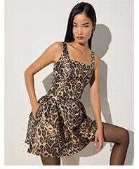 Shop Womens Harlow Leopard Satin Drop Waist Mini Dress with Pockets