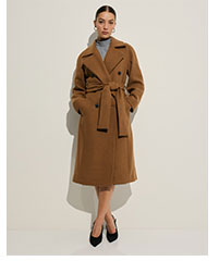 Shop Womens Wool-Blend Double Breasted Belted Coat