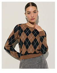 Shop Womens Skimming Argyle Crew Neck Sweater in Airy Soft
