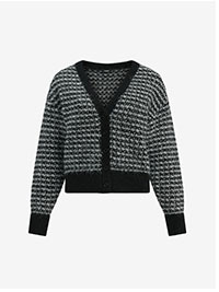 Shop Women's Wool-Blend Textured Striped V-Neck Cardigan