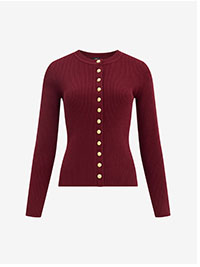 Shop Women's Fitted Ribbed Crew Neck Novelty Button Cardigan in Airy Soft