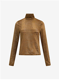 Shop Women's Snakeskin Printed Lace Mock Neck Long Sleeve Top
