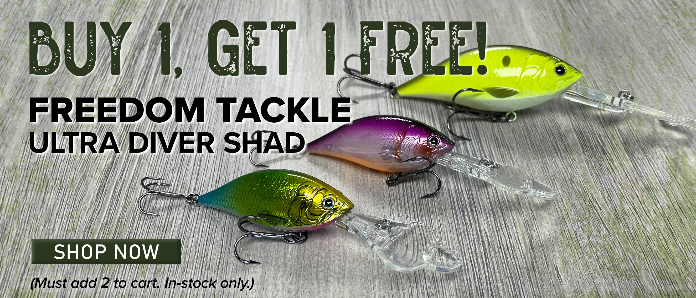 Buy1, Get 1 Free! Freedom Tackle Ultra Diver Shad Shop Now (Must add 2 to cart. In-stock only.)