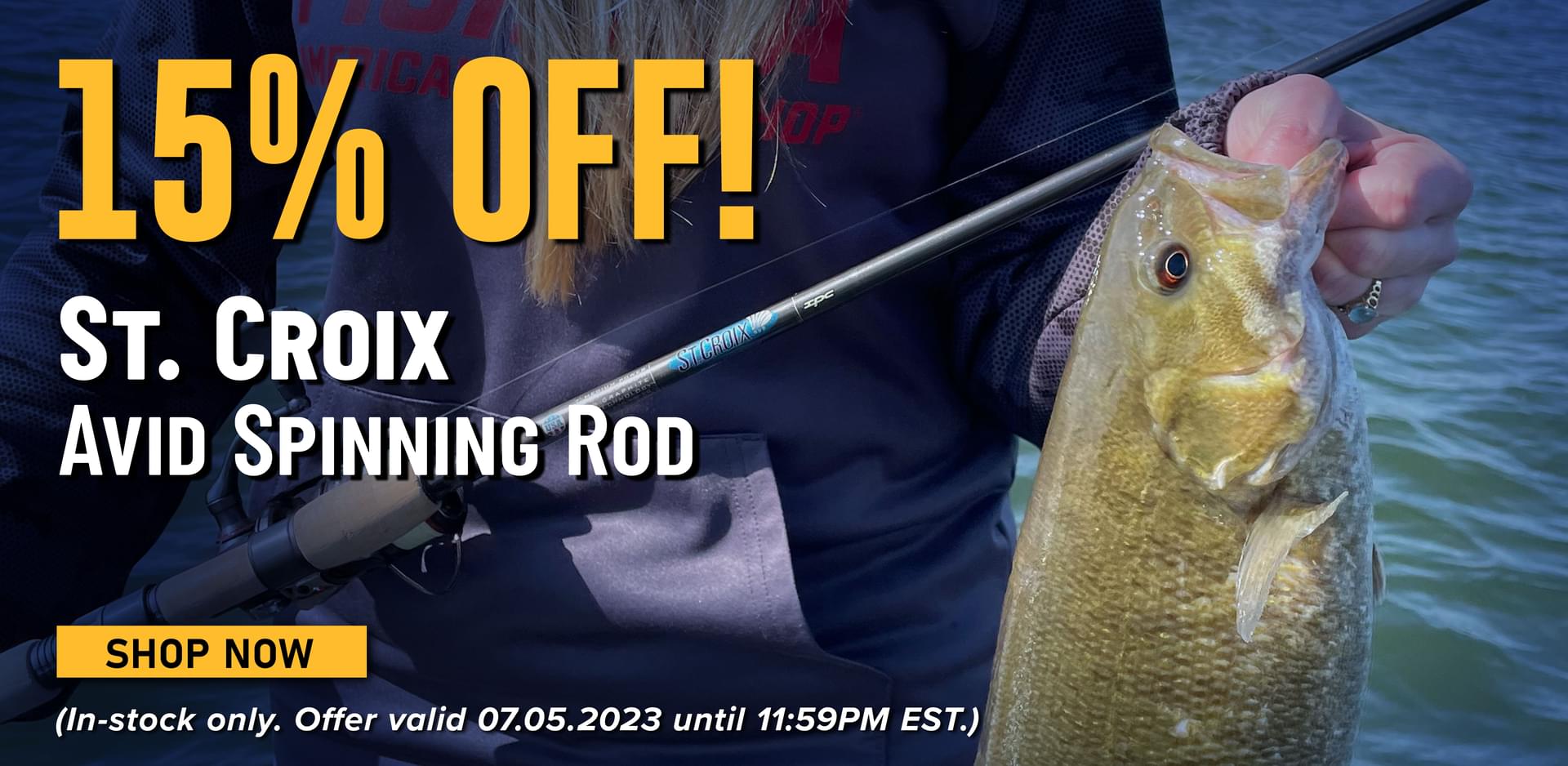 15% Off! St.Croix Avid Spinning Rod Shop Now (In-stock only. Offer valid 07.05.203 until 11:59PM EST.)