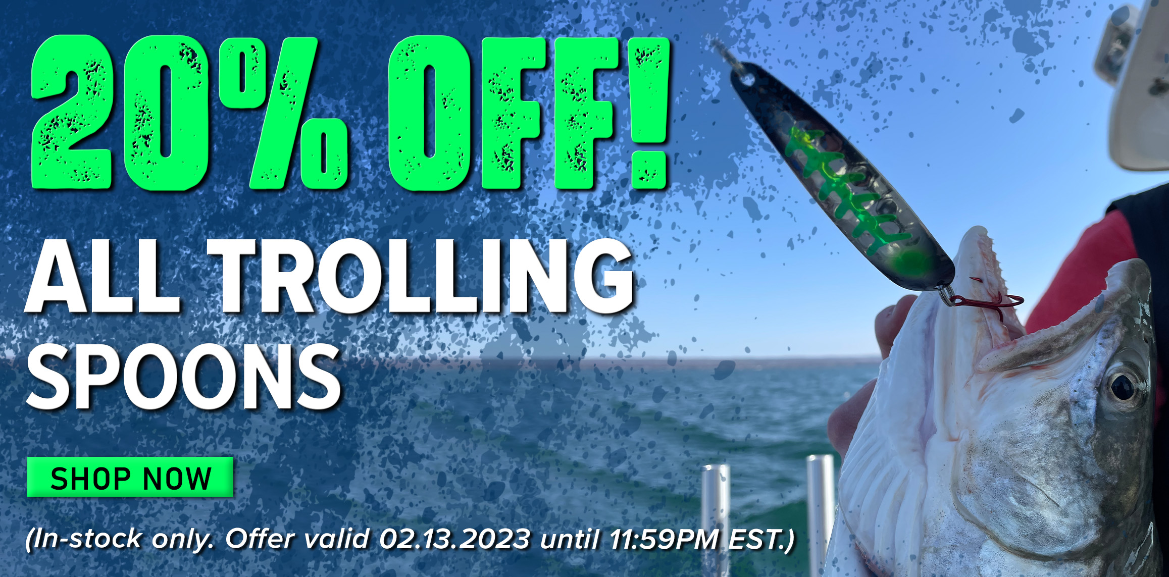 20% Off! All Trolling Spoons Shop Now (In-stock only. Offer valid 02.06.2023 until 11:59PM EST.)