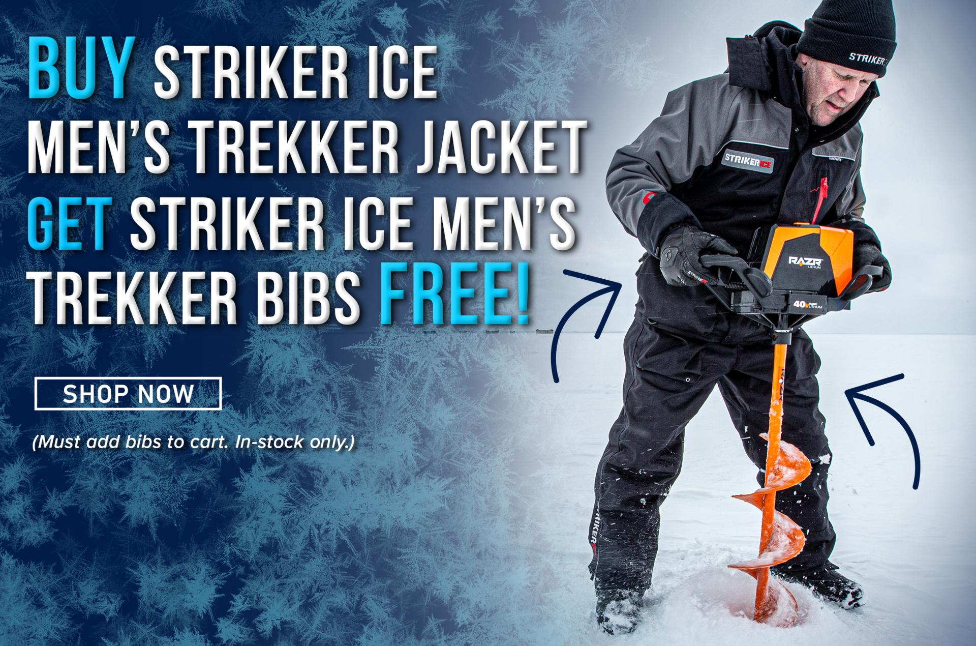 Buy Ice Striker Men's Trekker Jacket Get Striker Ice Men's Trekker Bibs Free! Shop Now (Must add bibs to cart. In-stock only.)