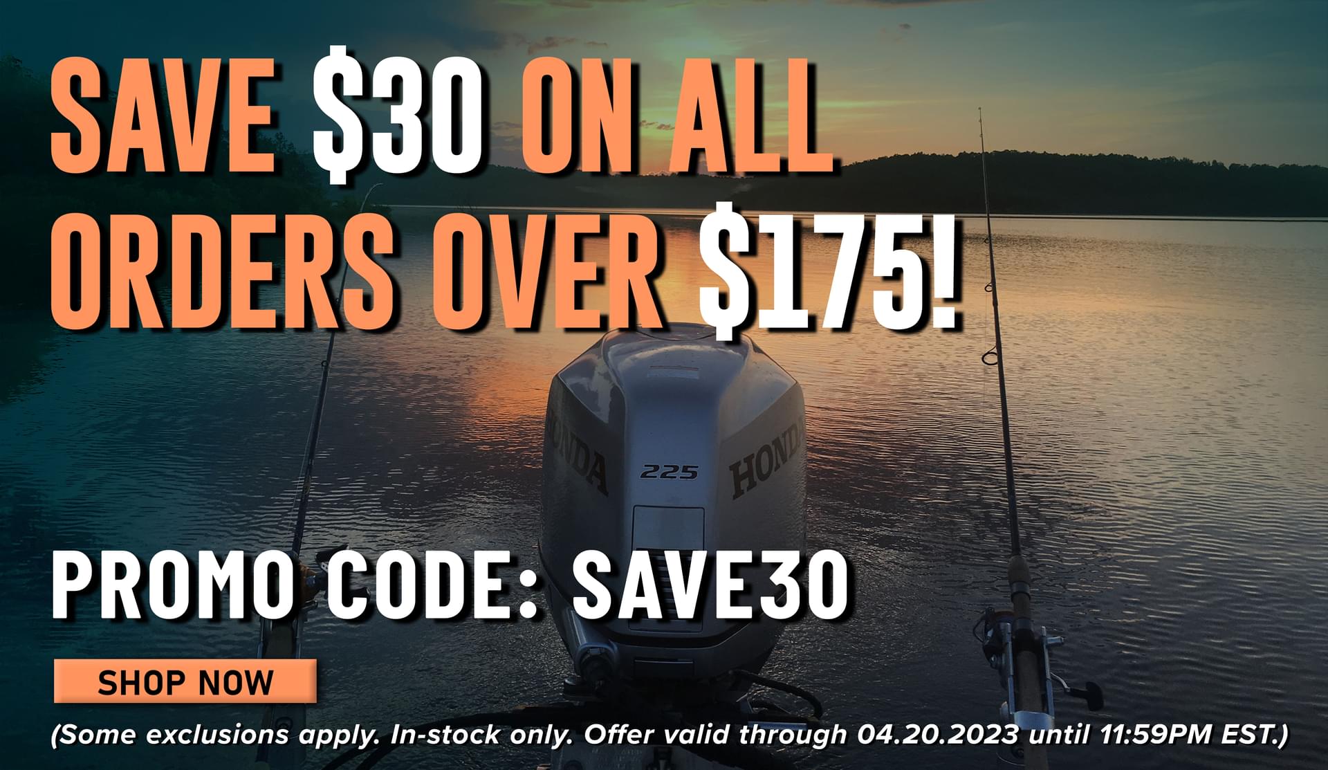 Save $30 on All Orders Over $175 Promo Code: SAVE30 Shop Now (Some exclusions apply. In-stock only. Offer valid through 04.20.2023 until 11:59 PM EST.)