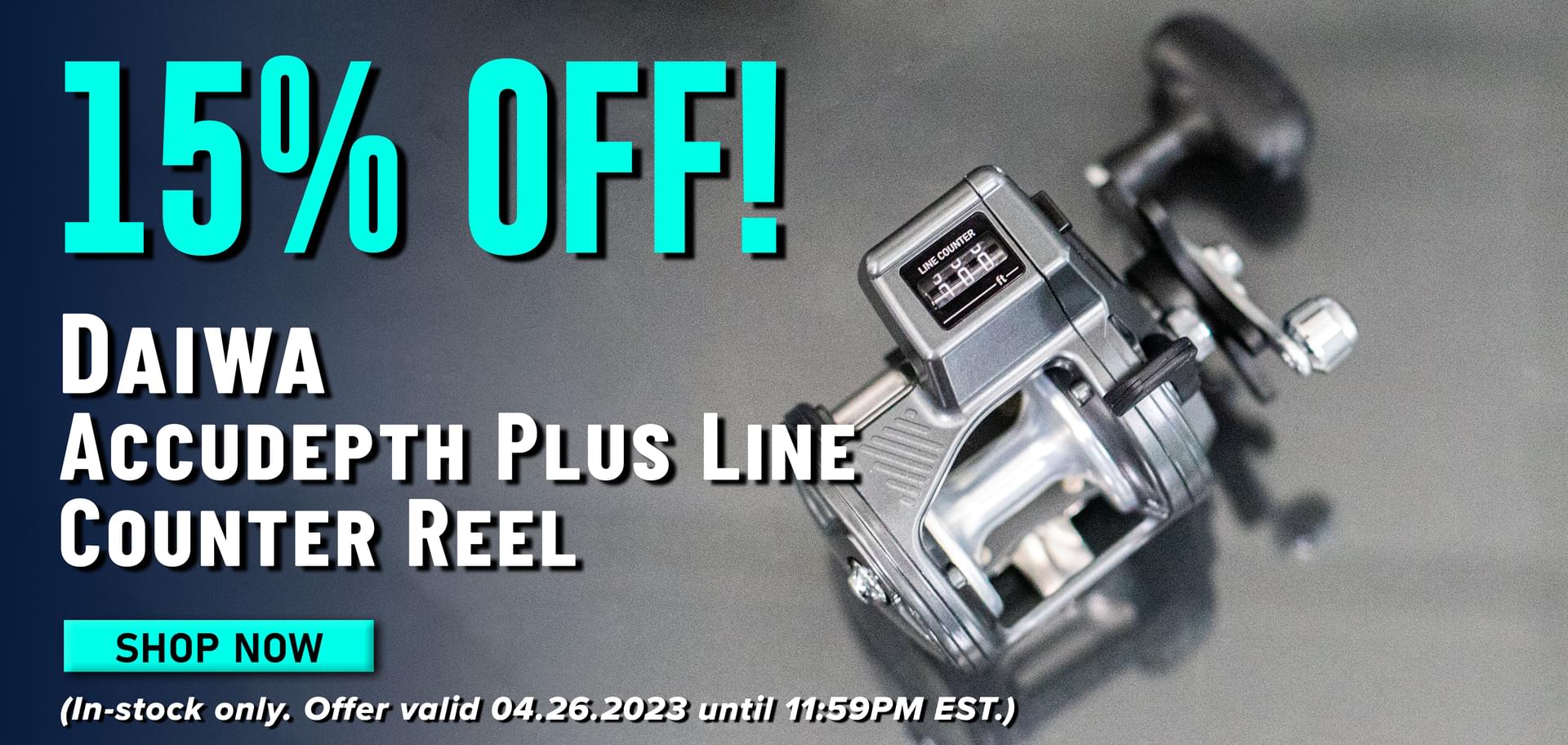 15% Off! Daiwa Accudepth Plus Line Counter Reel Shop Now (In-stock only. Offer valid 04.26.2023 until 11:59PM EST.)