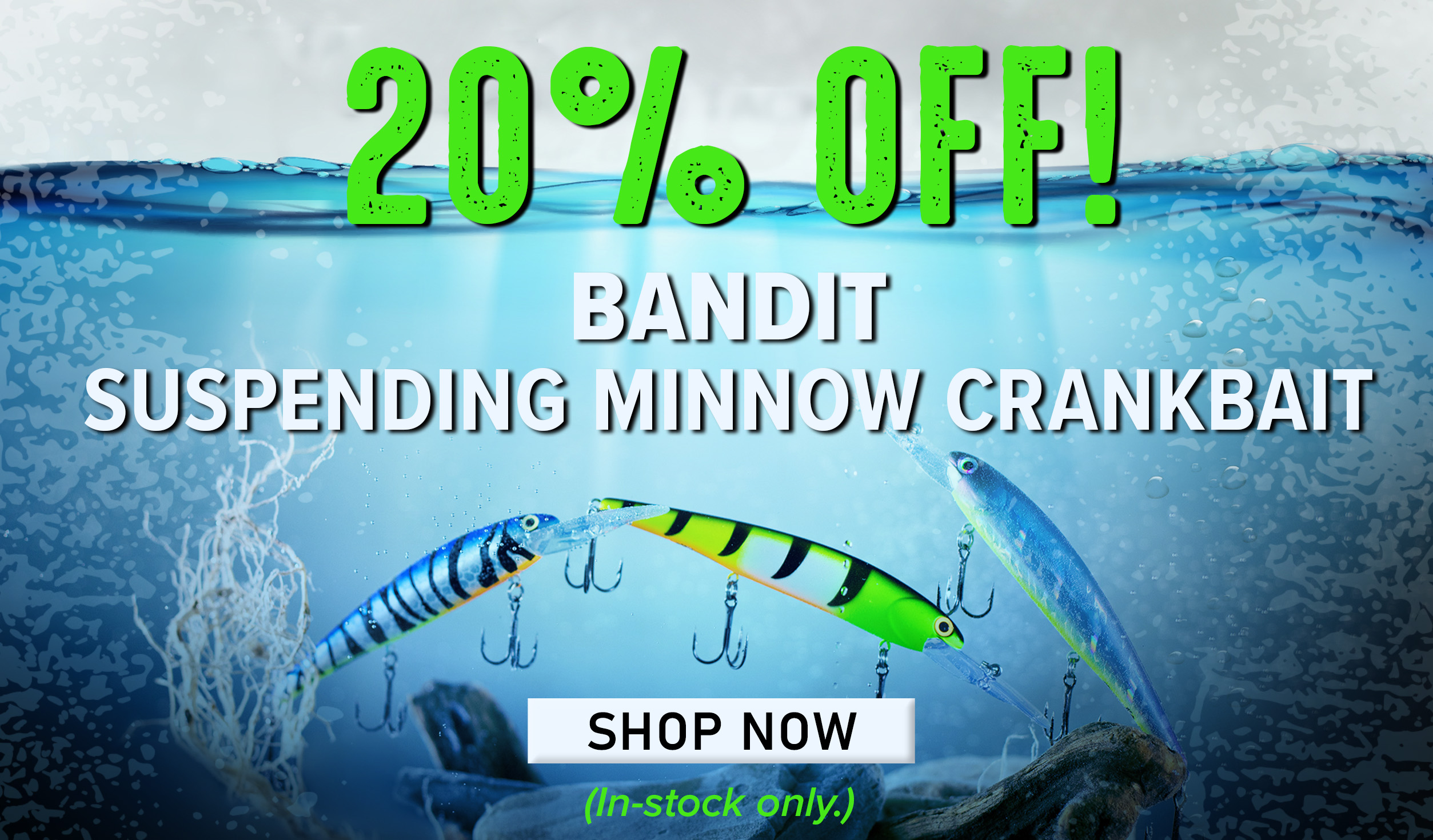 20% Off Bandit Suspending minnow Crankbait Shop Now (In-stock only.)