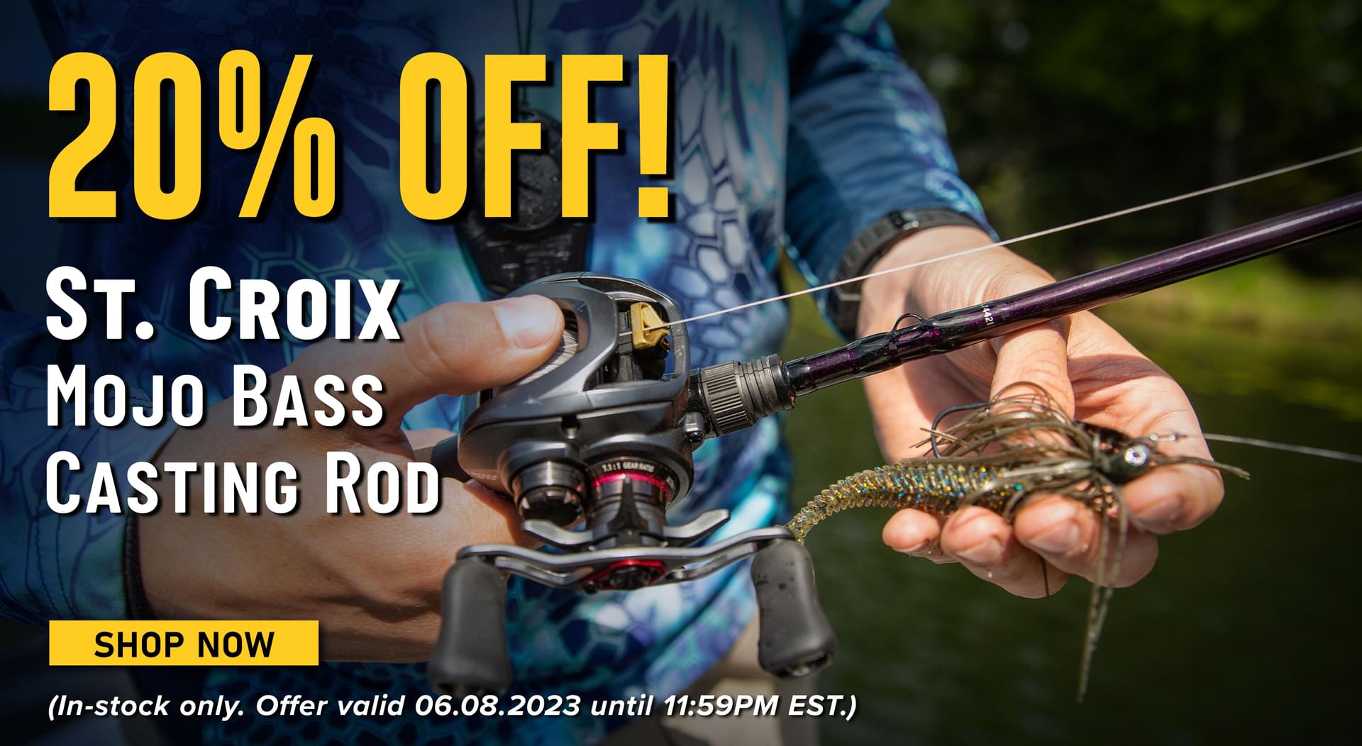 20% Off! St. Croix Mojo Bass Casting Rod Shop Now (In-stock only. Offer valid 06.08.203 until 11:59PM EST.)