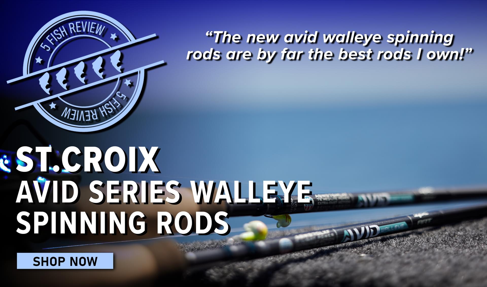 5 Fish Review St. Croix Avid Series Walleye Spinning Rods 