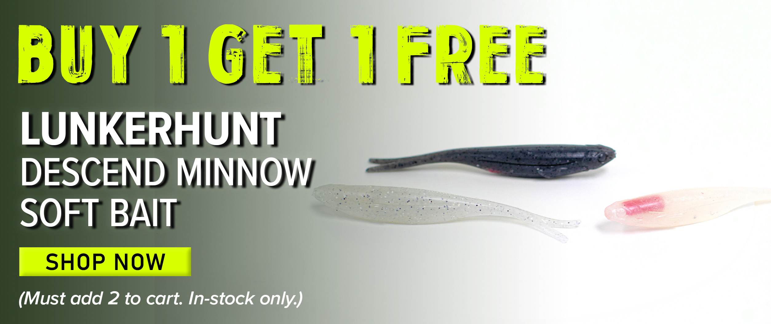 Buy 1 Get 1 Free Lunkerhunt Descent Minnow Soft Bait Shop Now (Must add 2 to cart. In-stock only.)