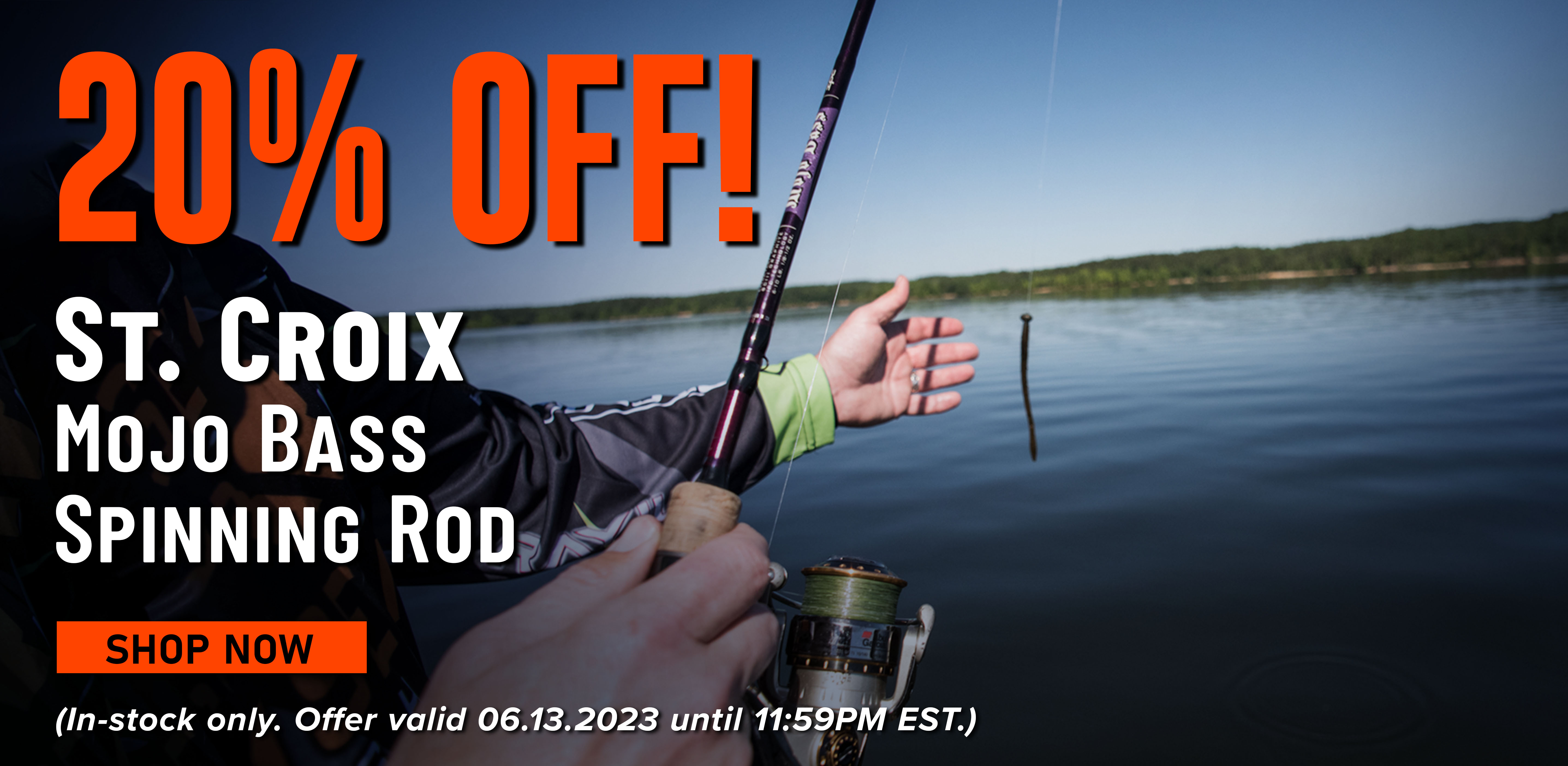 20% Off! St. Croix Mojo Bass Spinning Rod Shop Now (In-stock only. Offer valid 06.13.2023 until 11:59PM EST.)