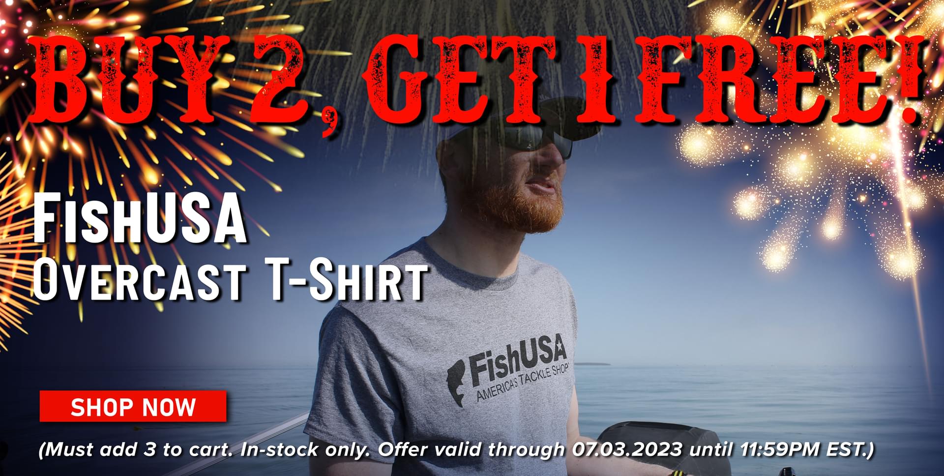 Buy 2, Get 1 Free! FishUSA Men's Overcast T-Shirt Shop Now (Must add 3 to cart. In-stock only. Offer valid 07.02.2023 until 11:59PM EST.)