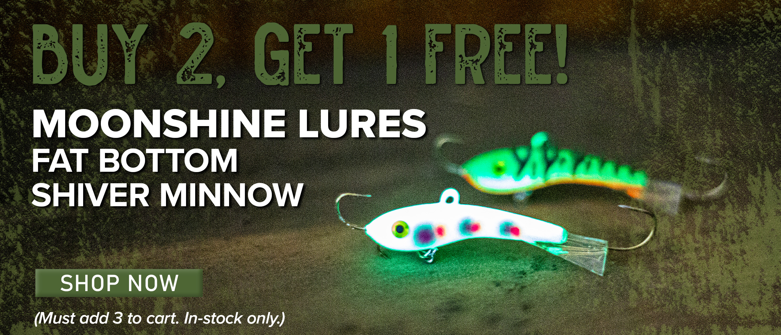 Buy 2, Get 1 Free Moonshine Lures Fat Bottom Shiver Minnow Shop Now (Must add 3 to cart. In-stock only.)