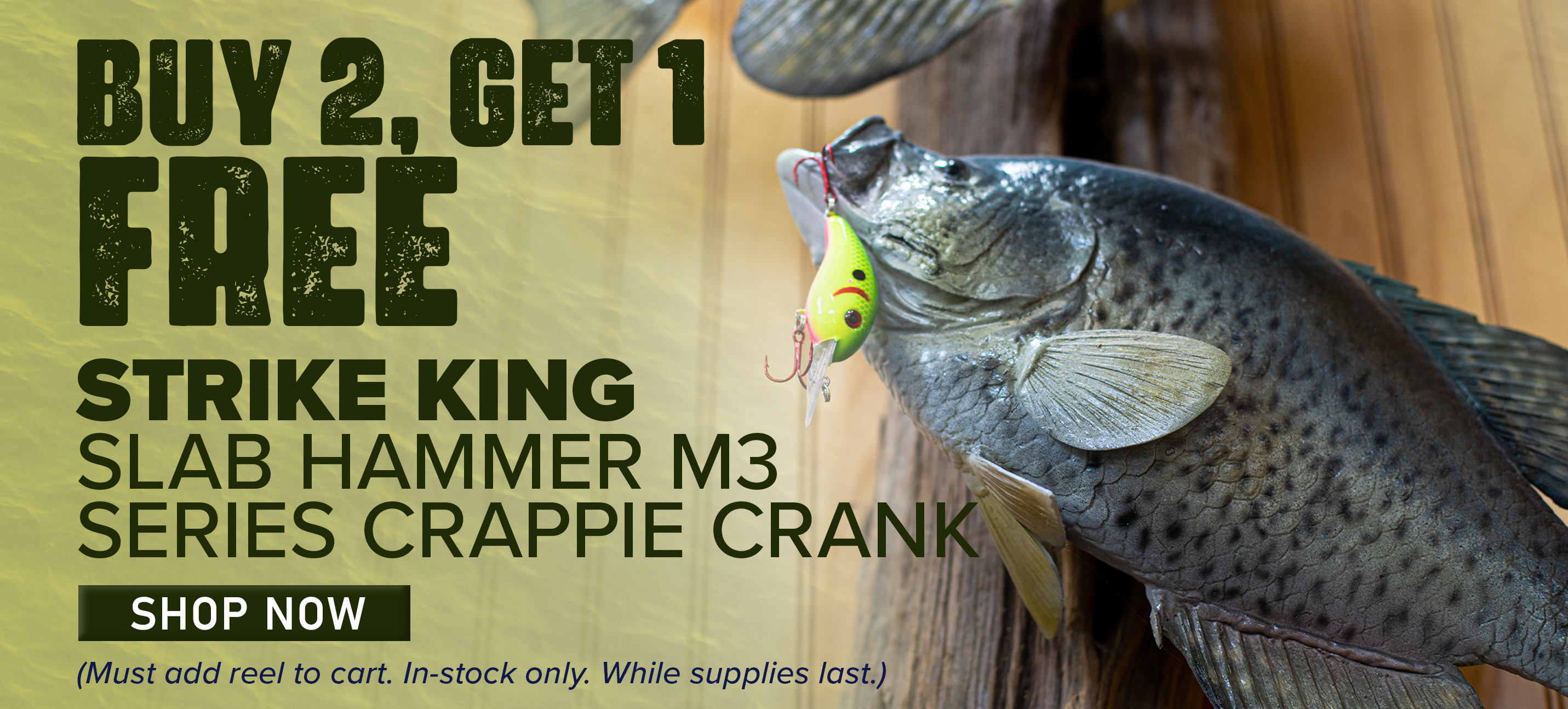 Buy 2 Get 1 Free Strike King Slab Hammer M3 Series Crappie Crank Shop Now (Must add 3 to cart. In-stock only.)