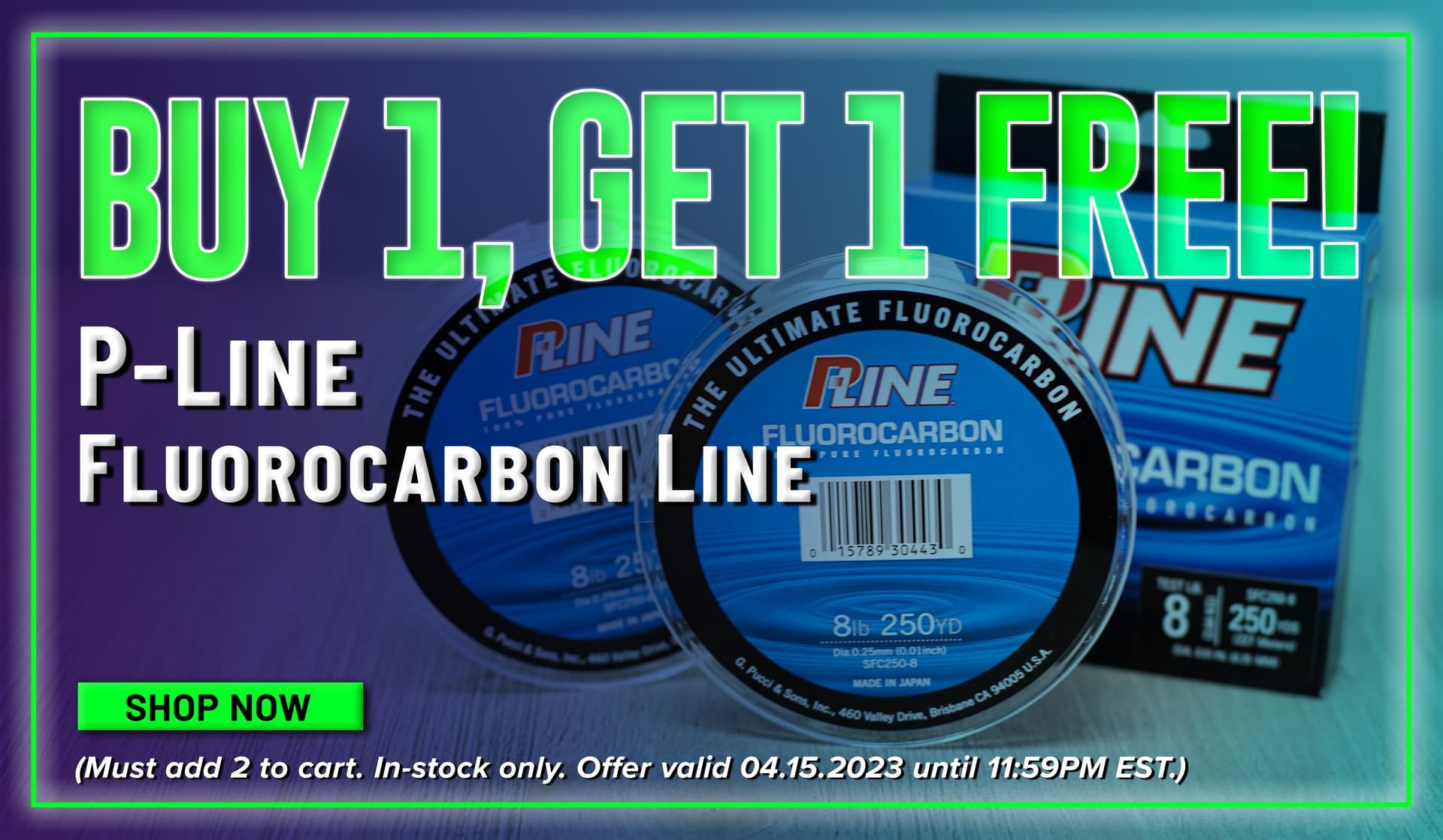 Buy 1, Get 1 Free! P-Line Fluorocarbon Line Shop Now (Must add 2 to cart. In-stock only. Offer valid 04.15.2023 until 11:59PM EST.)