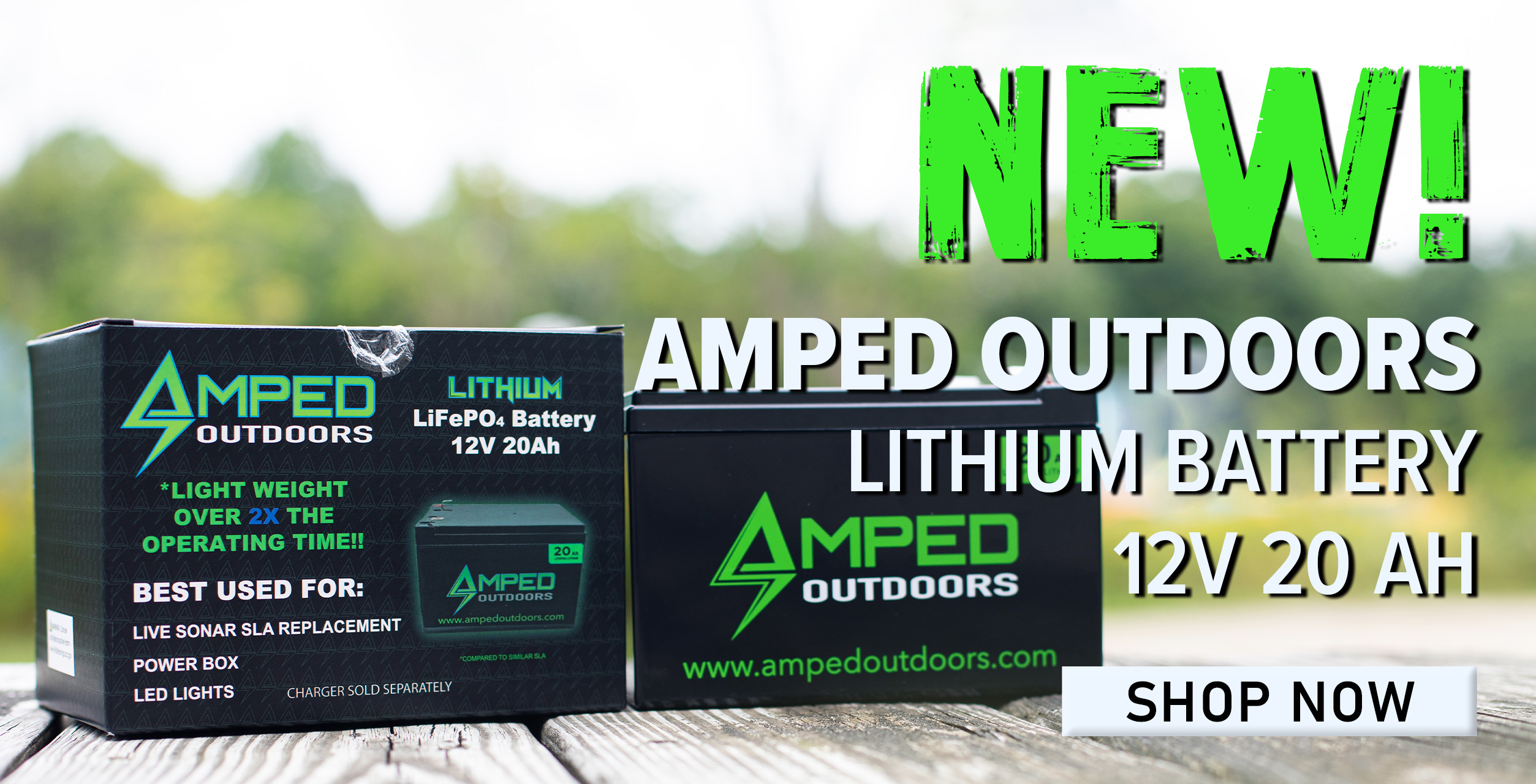 New! Amped Outdoors Lithium Battery 21V 20 AH Shop Now