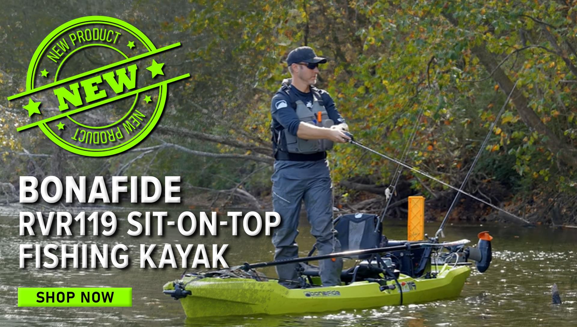 New Bonafide RVR119 Sit-On-Top Fishing Kayak Shop Now