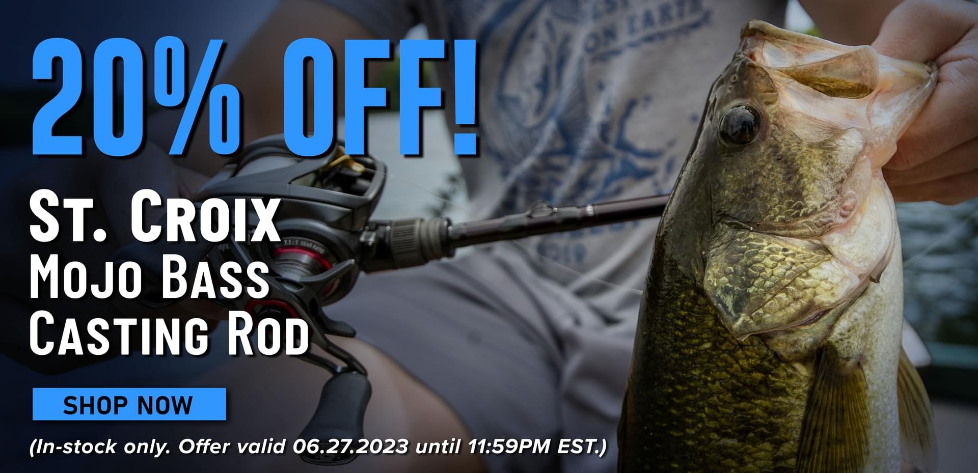 20% Off! St. Croix Mojo Bass Casting Rod Shop Now (In-stock only. Offer valid 06.27.2023 until 11:59PM EST.)