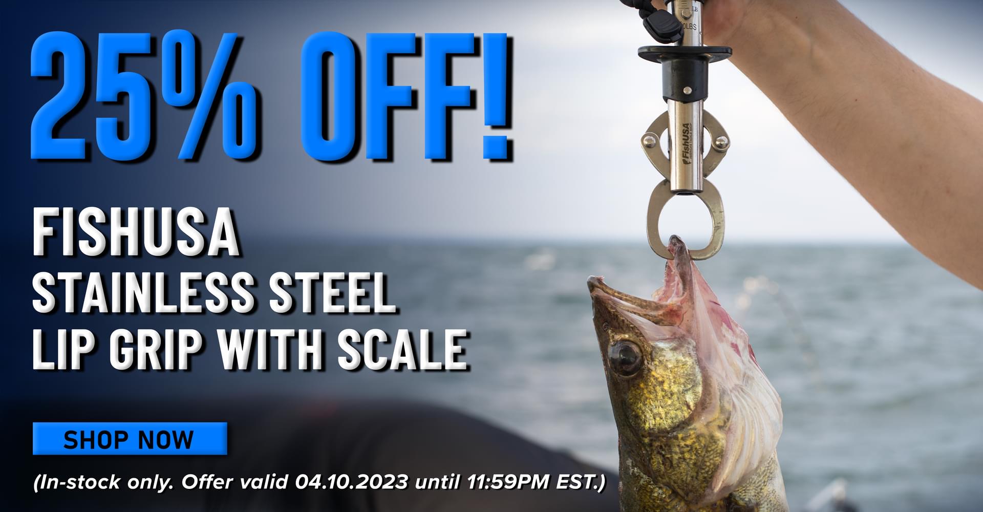 25% Off! FishUSA Stainless Steel Lip Grip with Scale Shop Now (In-stock only. Offer valid 04.10.2023 until 11:59PM EST.)