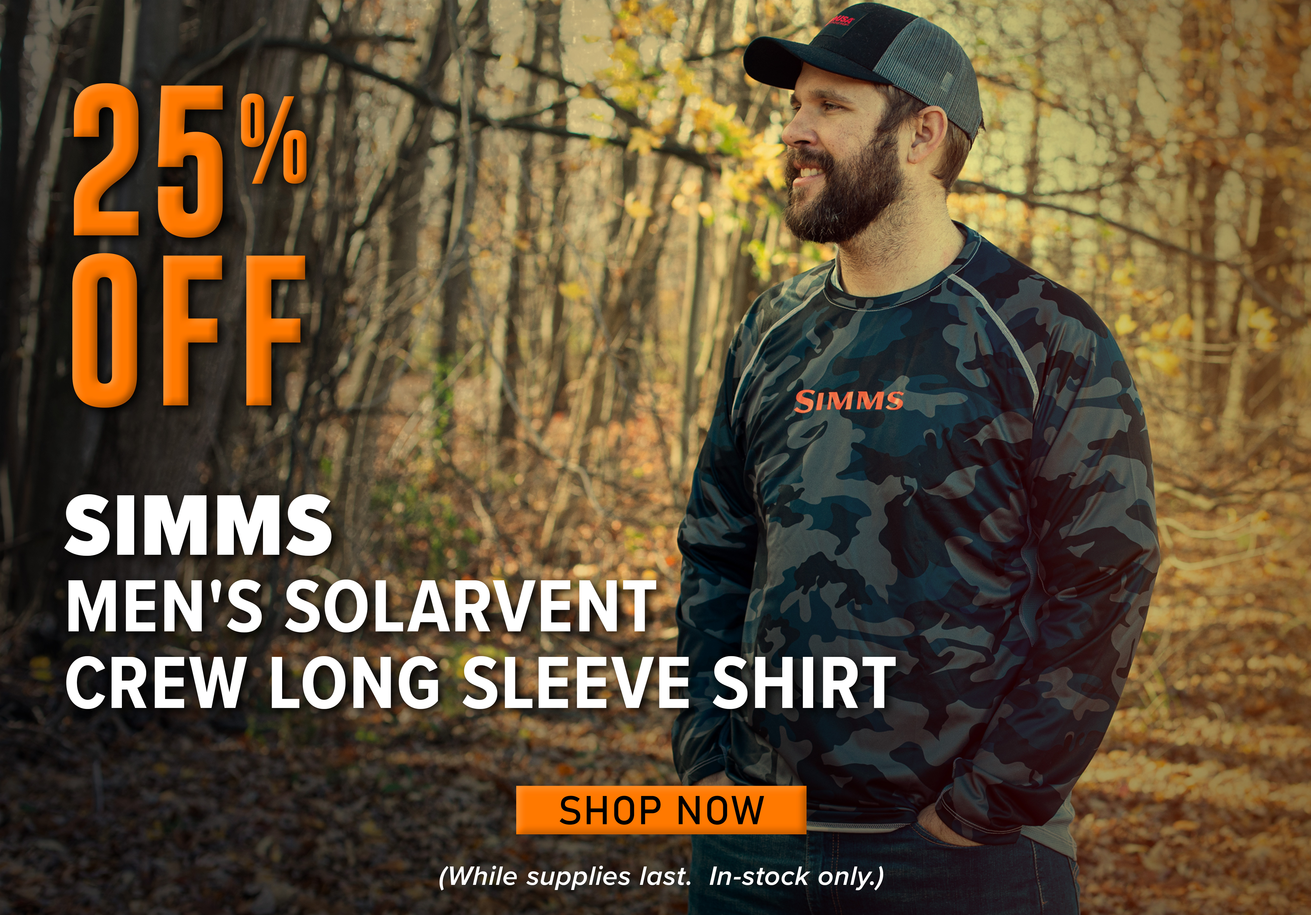 25% Off SIMMS MEN'S SOLARVENT CREW LONG SLEEVE SHIRT Shop Now (While supplies last. In-stock only.)