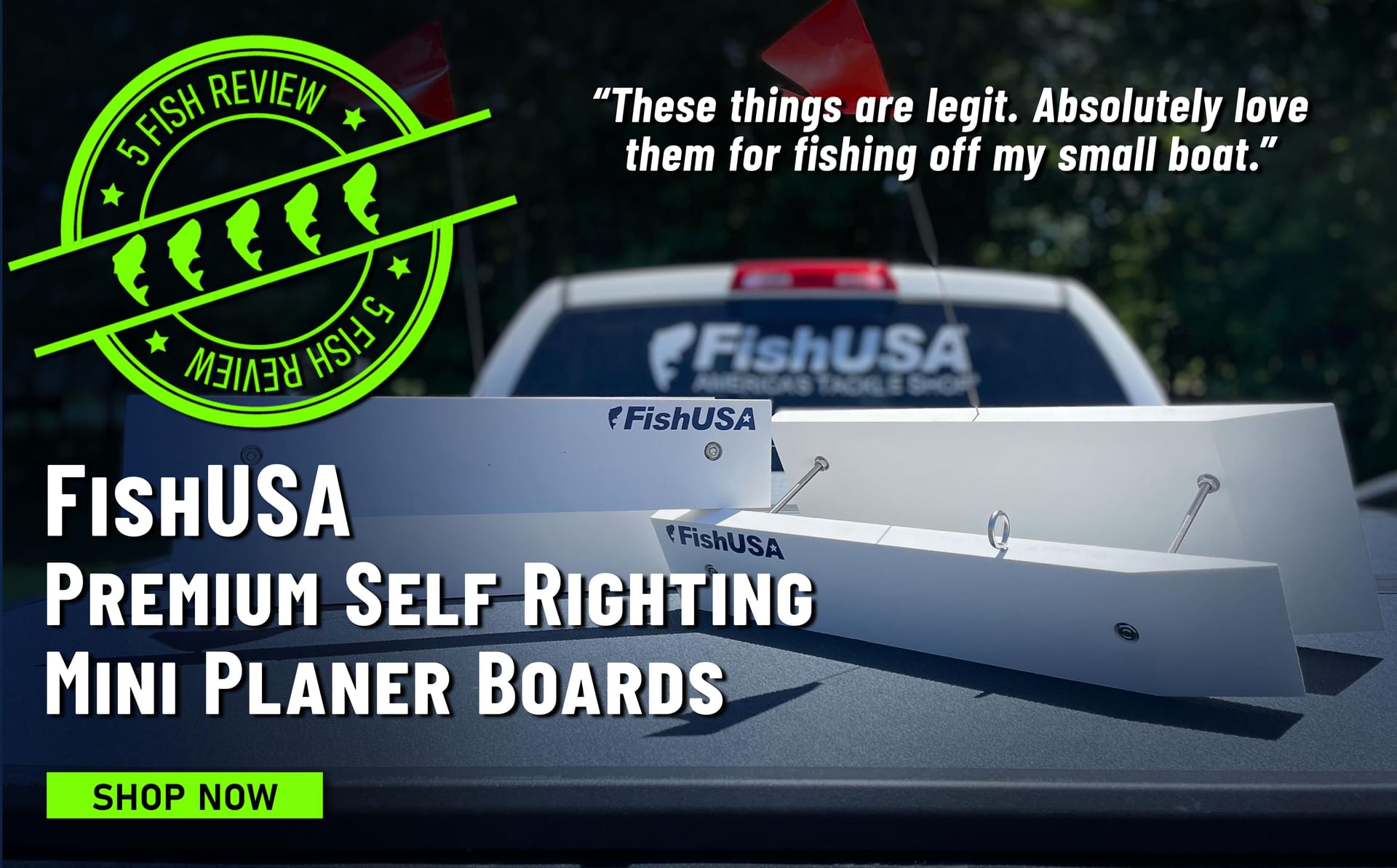 5 Fish Review FishUSA Premium Self Righting Mini Planer Boards These things are legit. Absolutely love them for fishing off my small boat. Shop Now