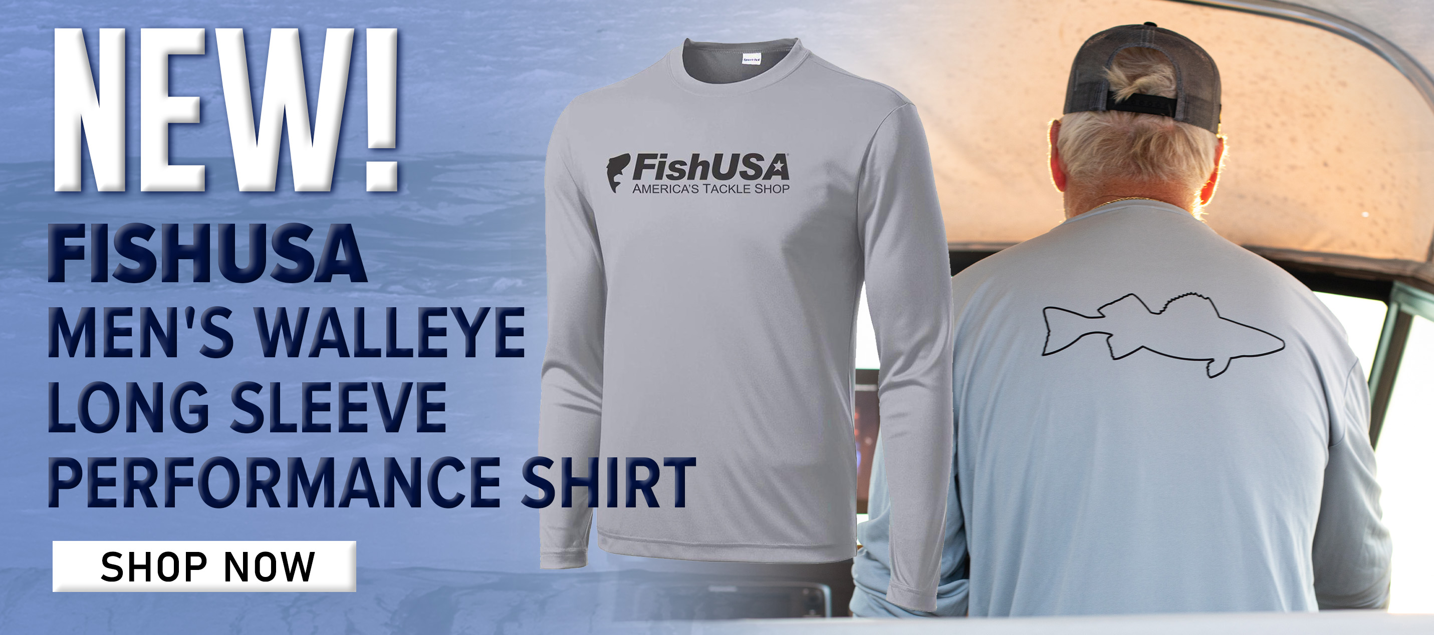 New! FishUSA Men's Walleye Long Sleeve Performance Shirt Shop Now