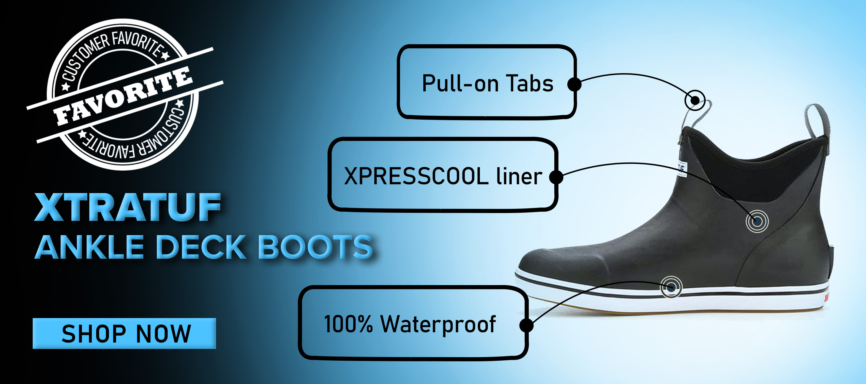 XTRATUF Ankle Deck Boots - Pull-on tabs - XPresscool Liner - 100% Waterproof Shop Now