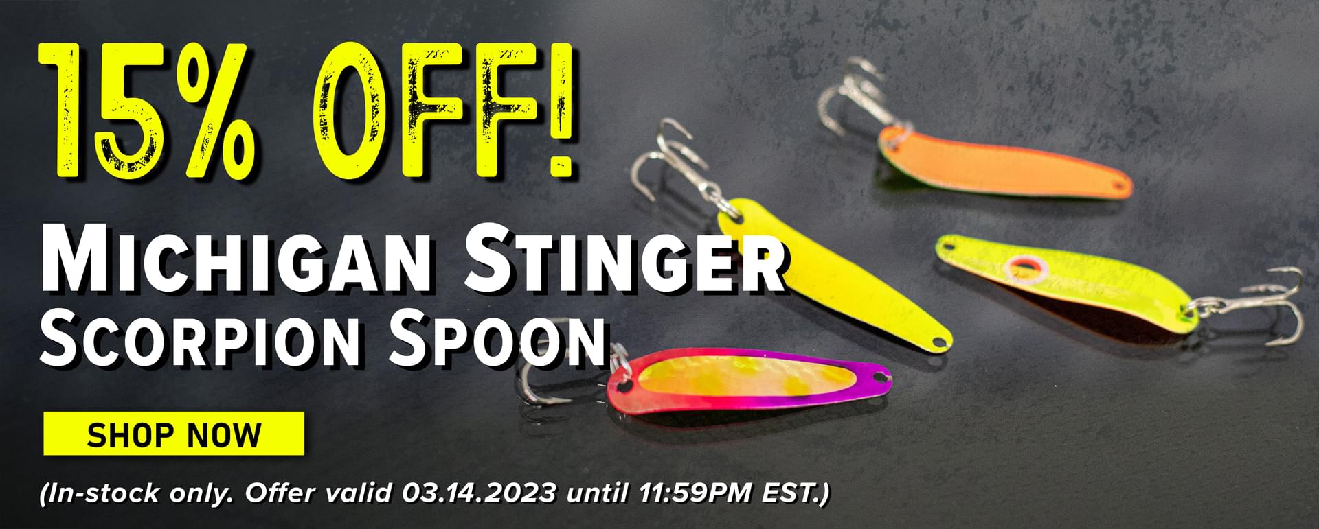 15% Off! Michigan Stinger Scorpion Spoon Shop Now (In-stock only. Offer valid 03.14.2023 until 11:59MP EST.)