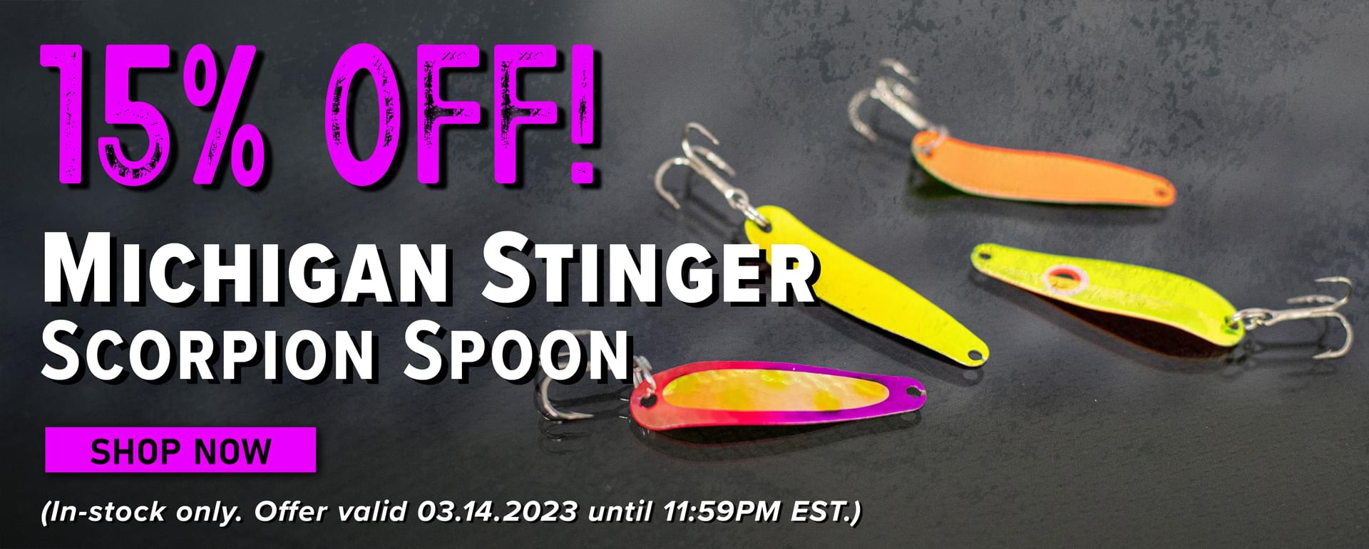 15% Off! Michigan Stinger Scorpion Spoon Shop Now (In-stock only. Offer valid 03.14.2023 until 11:59MP EST.)