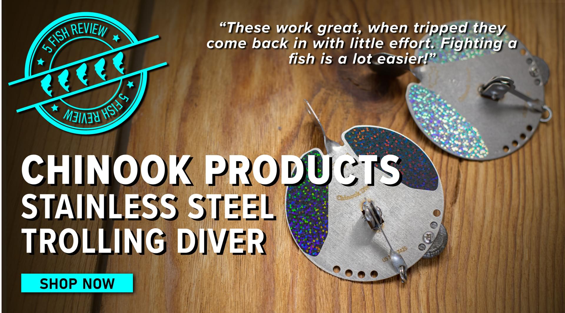 5 Fish Review Chinook Products Stainless Steel Trolling Diver 