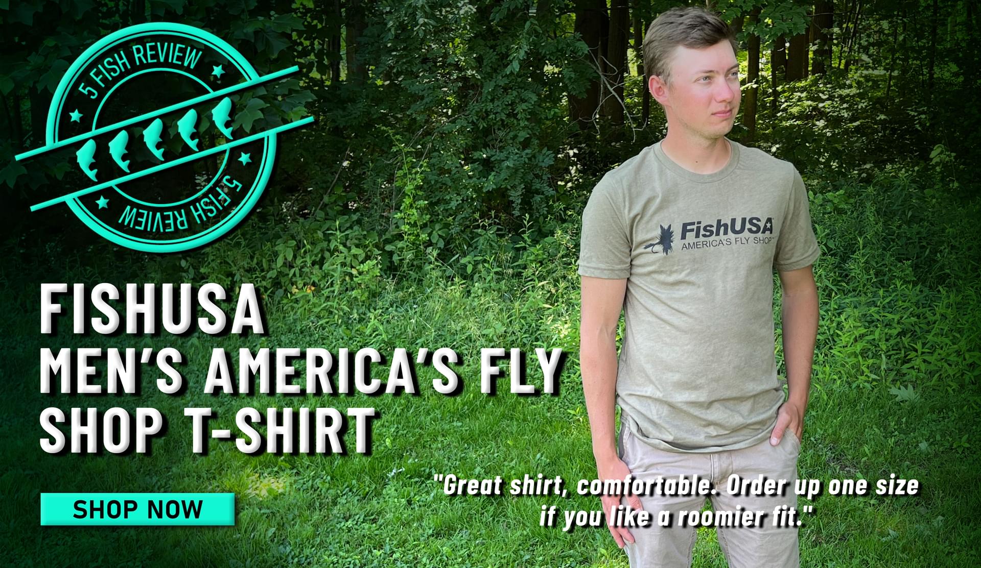 5 FIsh Review FishUSA Men's America's Fly Shop T-Shirt Great shirt, comfortable. Order up one size if you like a roomier fit. Shop Now