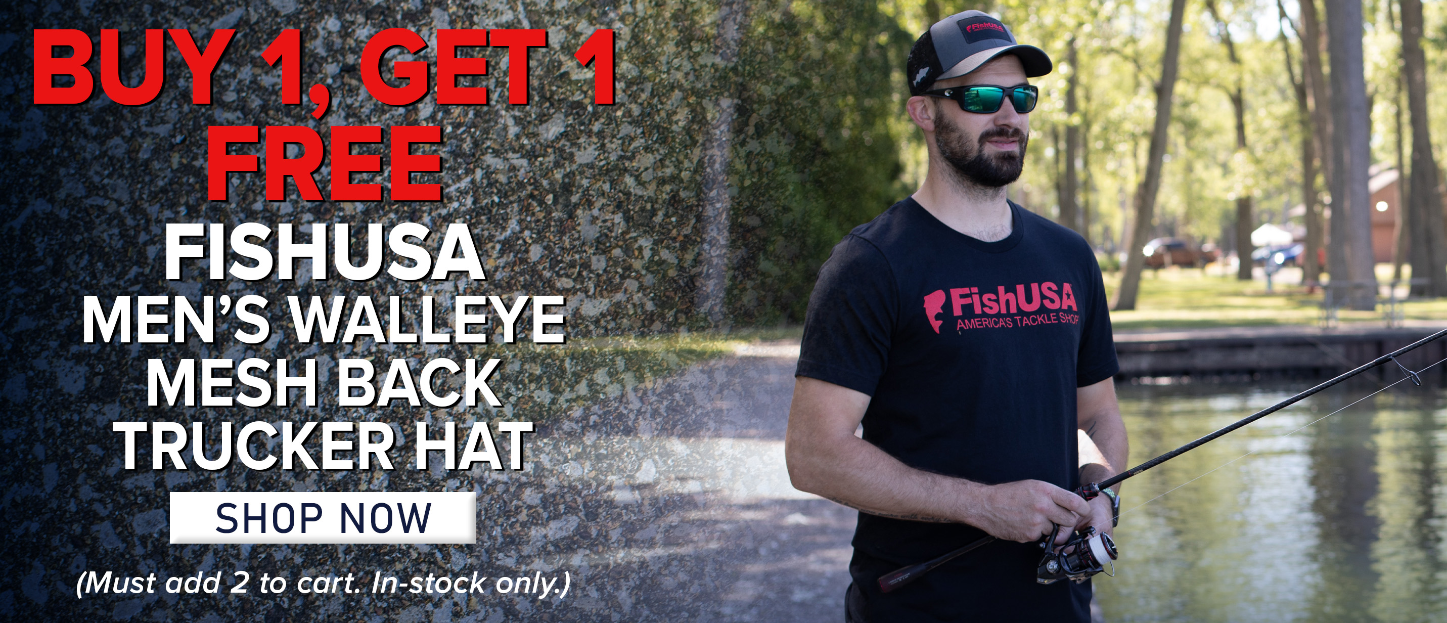 Buy 1, Get 1 Free FishUSA Men's Walleye Mesh Back Trucker Hat Shop Now (Must add 2 to cart. In-stock only.)