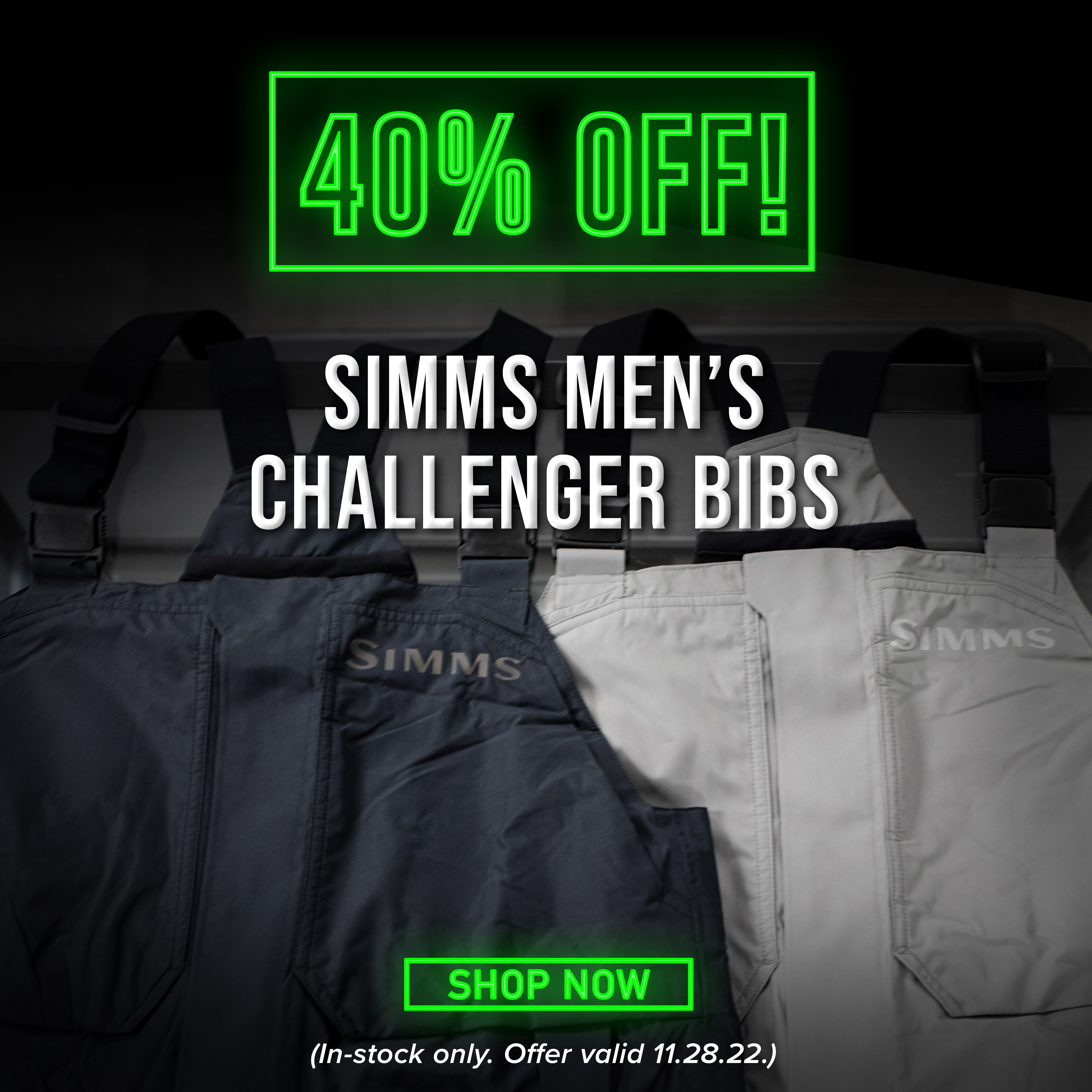 40% Off Simms Challenger Bibs Shop Now (In-stock only. Offer Valid 11.28.22)