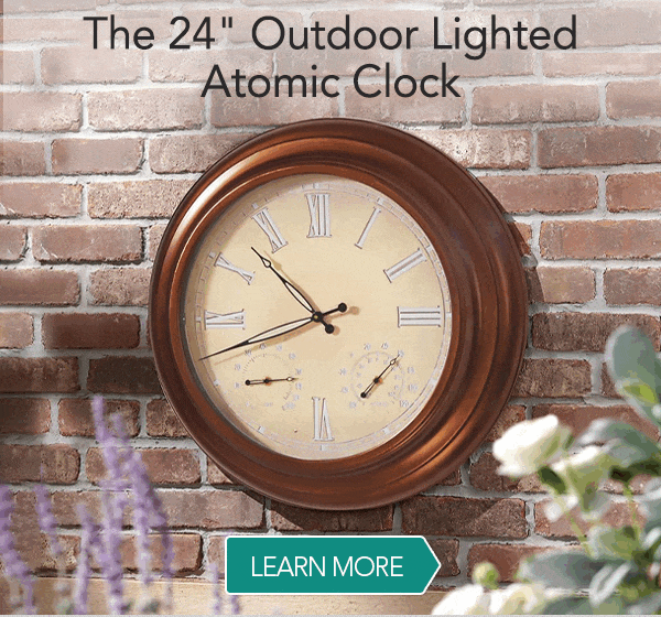 The 24'' Outdoor Lighted Atomic Clock Hammacher Schlemmer