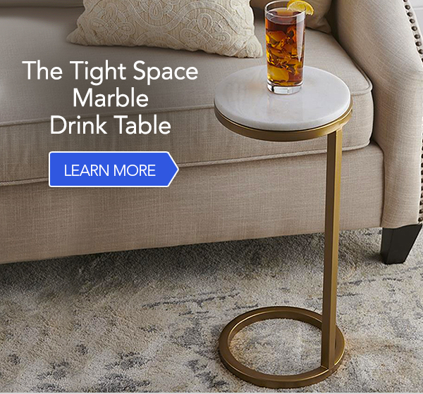 The Tight Space Marble Drink Table Hammacher Schlemmer