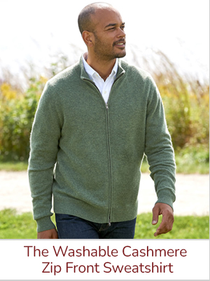 The Washable Cashmere Zip Front Sweatshirt