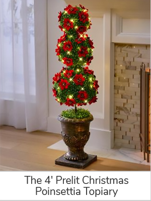 The 4' Prelit Christmas Poinsettia Topiary