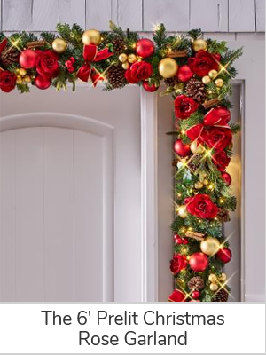 The 6' Prelit Christmas Rose Garland